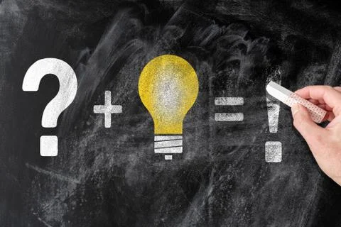 Finding solution for problem and innovation concept on blackboard Foto stock