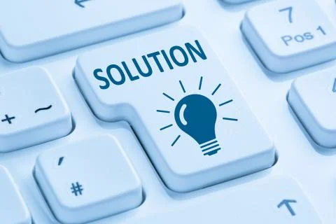 Finding solution for problem conflict button internet blue computer keyboard Stock Photos