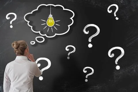 Finding solution to problem or answer to question concept Stock Photos