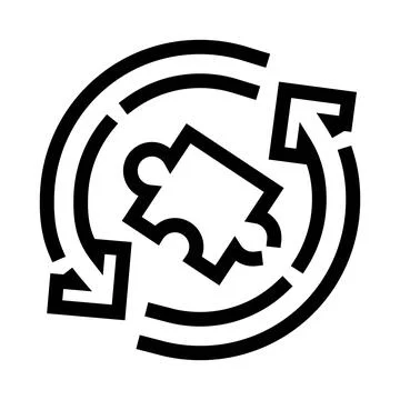 Finding solution with rotating puzzle piece circular arrows Illustrazione stock