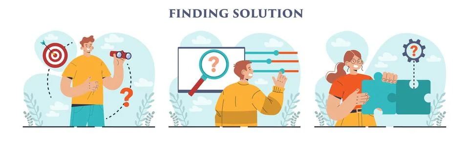 Finding a solution set. Generation of a creative idea in a brainstorm イラスト素材