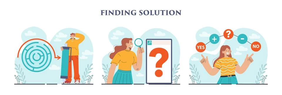 Finding a solution set. Generation of a creative idea in a brainstorm 스톡 일러스트