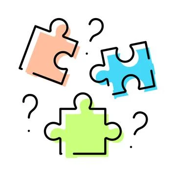 Finding solution working with puzzle question marks Stock Illustration