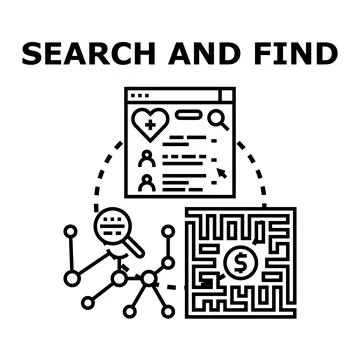 Finding solutions and navigating complex search processes Stock Illustration