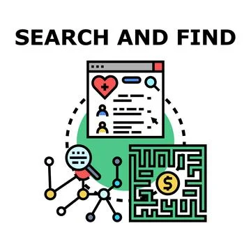 Finding solutions and navigating complex search processes Stock Illustration