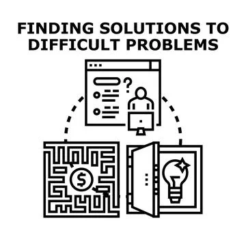 Finding solutions to difficult problems concept illustration Illustration