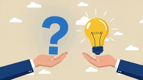 Finding solutions hands holding question mark and light bulb Stock Footage 317949676