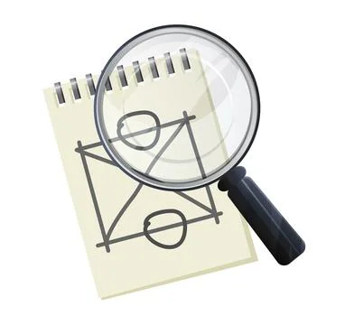 Finding Solutions - Magnifying Glass on Notepad with marking  - Stock Illus.. Stock Illustration