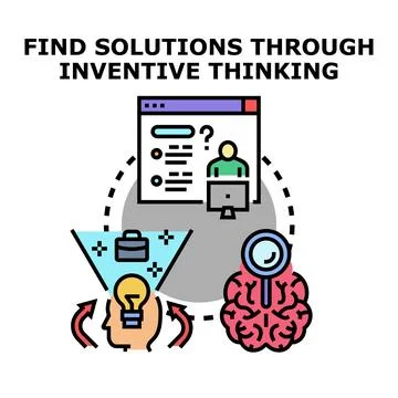 Finding solutions through inventive thinking process vector Stock Illustration