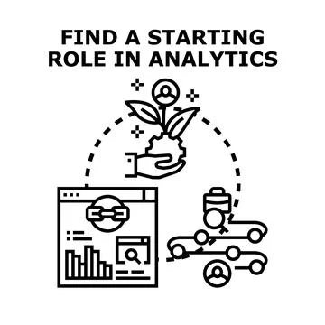 Finding starting roles in data analytics career path Stock Illustration