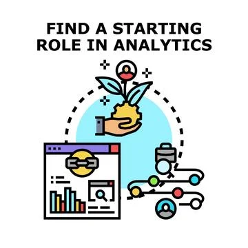Finding starting roles in data analytics career path Stock Illustration
