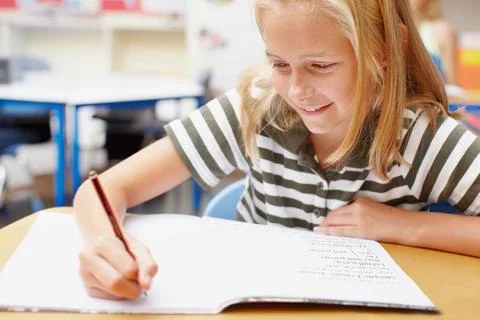 Finding the study methods that suit your child. Conscientious young schoolgirl Stock Photos