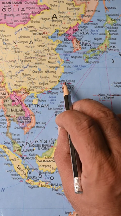 Finding Taipei on the Map – Vertical Travel and City Location Concept Stock Footage 329361968