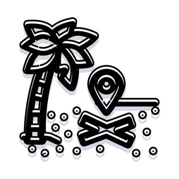 Finding tropical destination with map pin icon Illustration