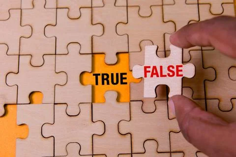 Finding the truth in puzzles with true and false pieces Stock Photos