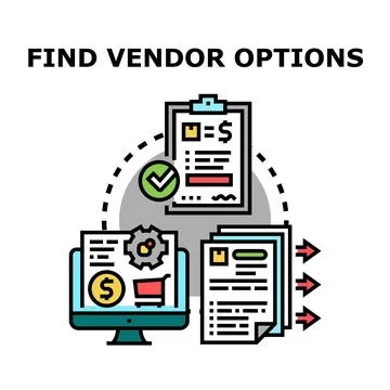 Finding vendor options and supplier selection process Stock Illustration