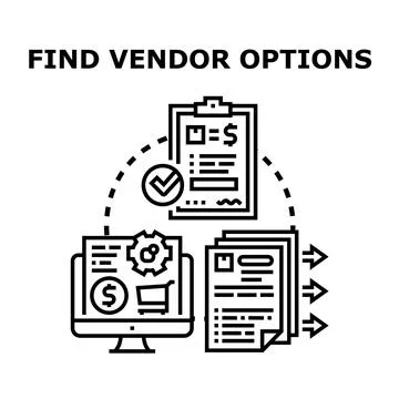 Finding vendor options and supplier selection process Stock Illustration