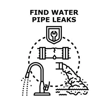 Finding water pipe leaks and wastewater treatment concept Stock-Illustration