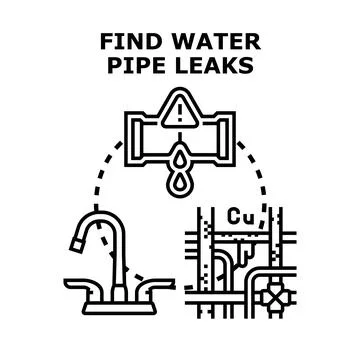 Finding water pipe leaks preventing plumbing issues Ilustração Stock