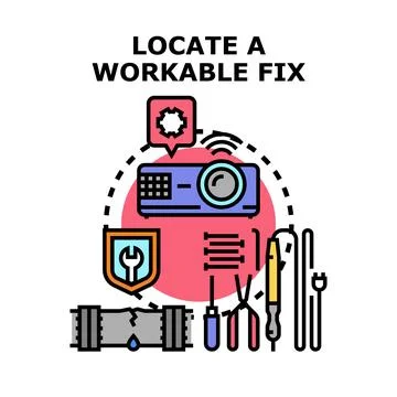 Finding a workable fix and troubleshooting solutions Stock Illustration