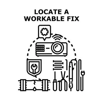 Finding a workable fix and troubleshooting solutions Stock Illustration