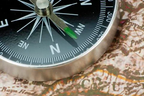 Finding Your Direction - Compass and Map Stock Photos