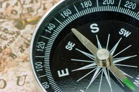 Finding Your Direction - Compass and Map Stock Photos