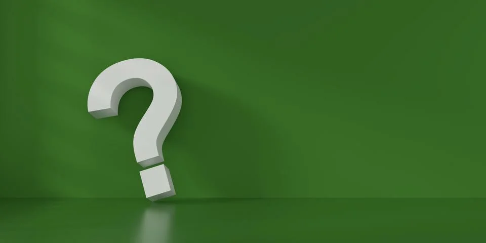 Fine 3d concept with a white question mark icon on green Illustration