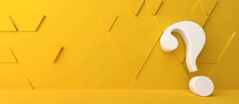 Fine 3d concept with a white question mark icon on yellow triangles Stock Illustration