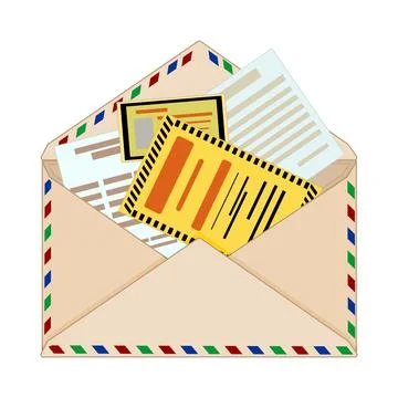 Fine and notification by mail. Punishment document in envelope. Stock Illustration