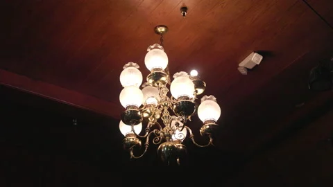 Fine antique ceiling lamp in an old house Stock Footage 235391787