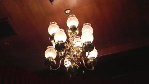 Fine antique ceiling lamp in an old house Stock Footage 235397540