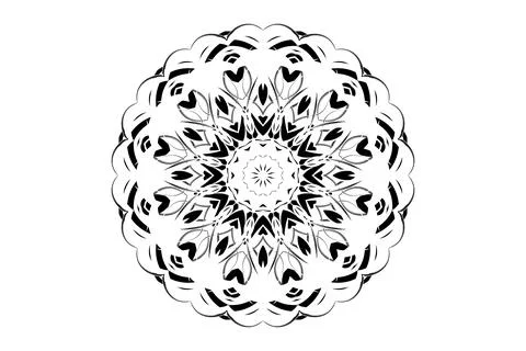 Fine Art Mandala Circular Design Monochrome BW イラスト素材