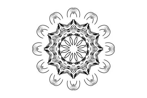 Fine Art Mandala Circular Design Monochrome BW Stock Illustration