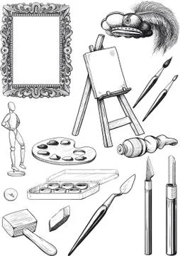 Fine art set Illustrazione stock