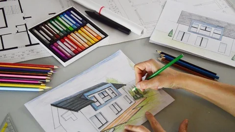 Fine artist at work Stock Footage 90633914