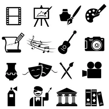 Fine arts icon set Stock Illustration