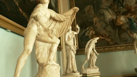 Fine Arts Renaissance Gallery Marble Sculpture Florence Italy Stock Footage 105357057