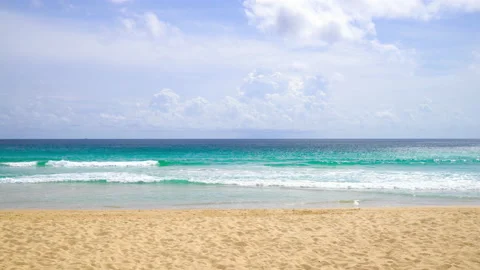 Fine beach sand in summer sun sea background.	 Stock Footage 204960893