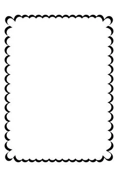 Fine Black Scalloped Rectangle Frame with Delicate Border 스톡 일러스트