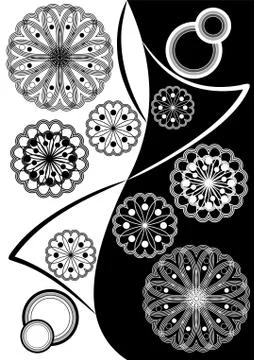Fine black white inverse composition with geometric stars Stock Illustration