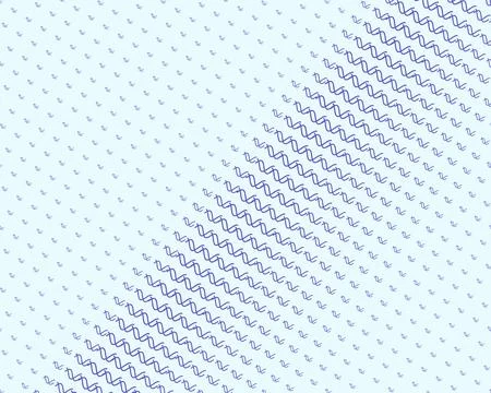 Fine blue wave marks form a broad diagonal ribbon across a clean white fiel.. Stock Illustration