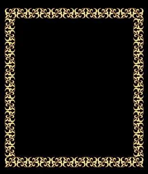 Fine brass square frame in art deco style with 3d effect. Antique gold frame Stock Illustration