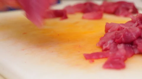 Fine chopping beef Stock Footage 35961721