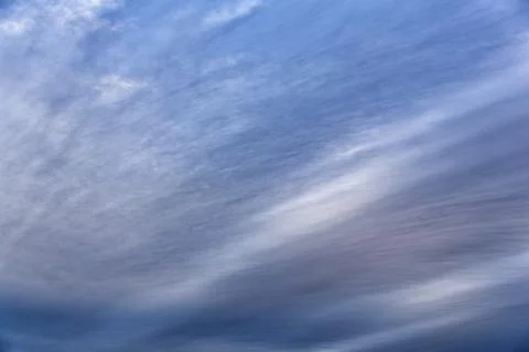 Fine cirrus clouds, light, cloud cover at sunset in winter, text free space, Stock Photos
