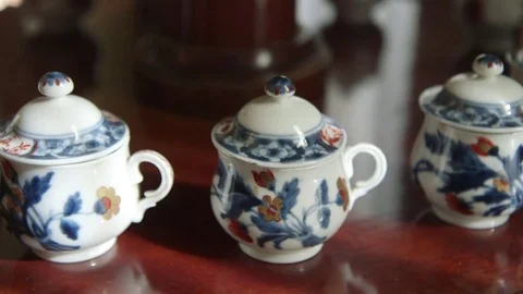 Fine decorated china cups Stock Footage 71374308