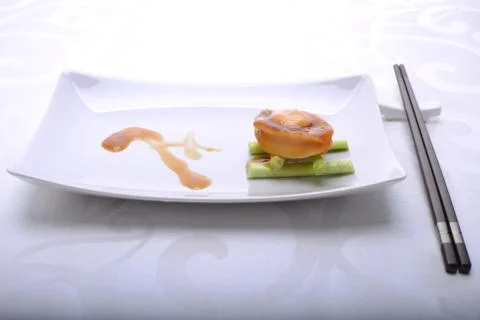 Fine dining of Abalone in a restaurant Stock Photos