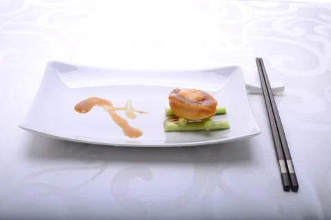Fine dining of Abalone in a restaurant Stock Photos