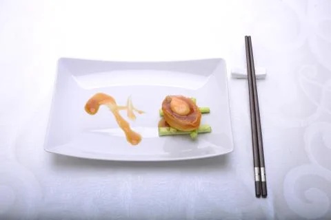 Fine dining of Abalone in a restaurant Stock Photos