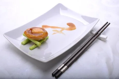 Fine dining of Abalone in a restaurant Stock Photos